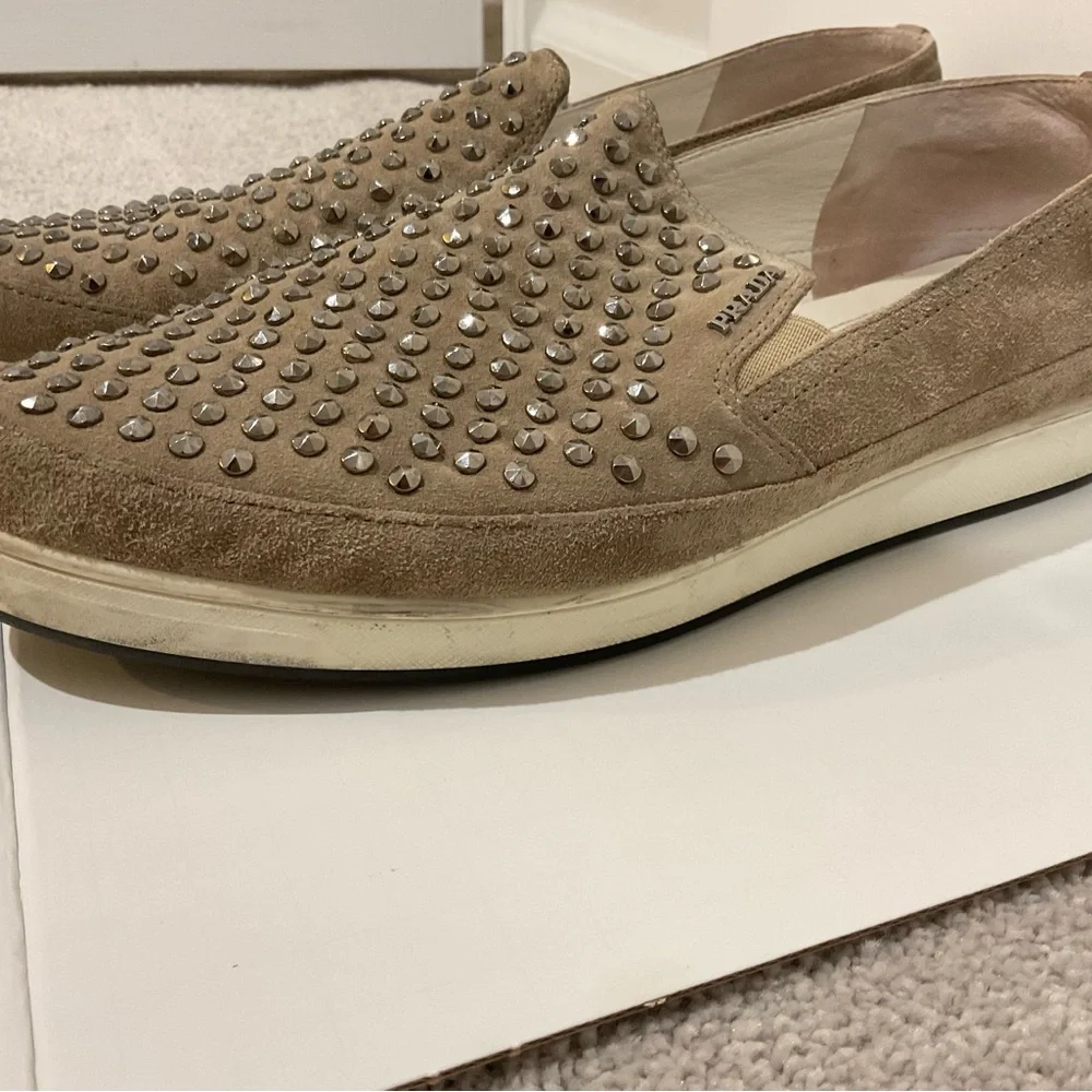 AUTHENTIC Prada Studded Accent Slip On Loafer - Picture 5 of 9